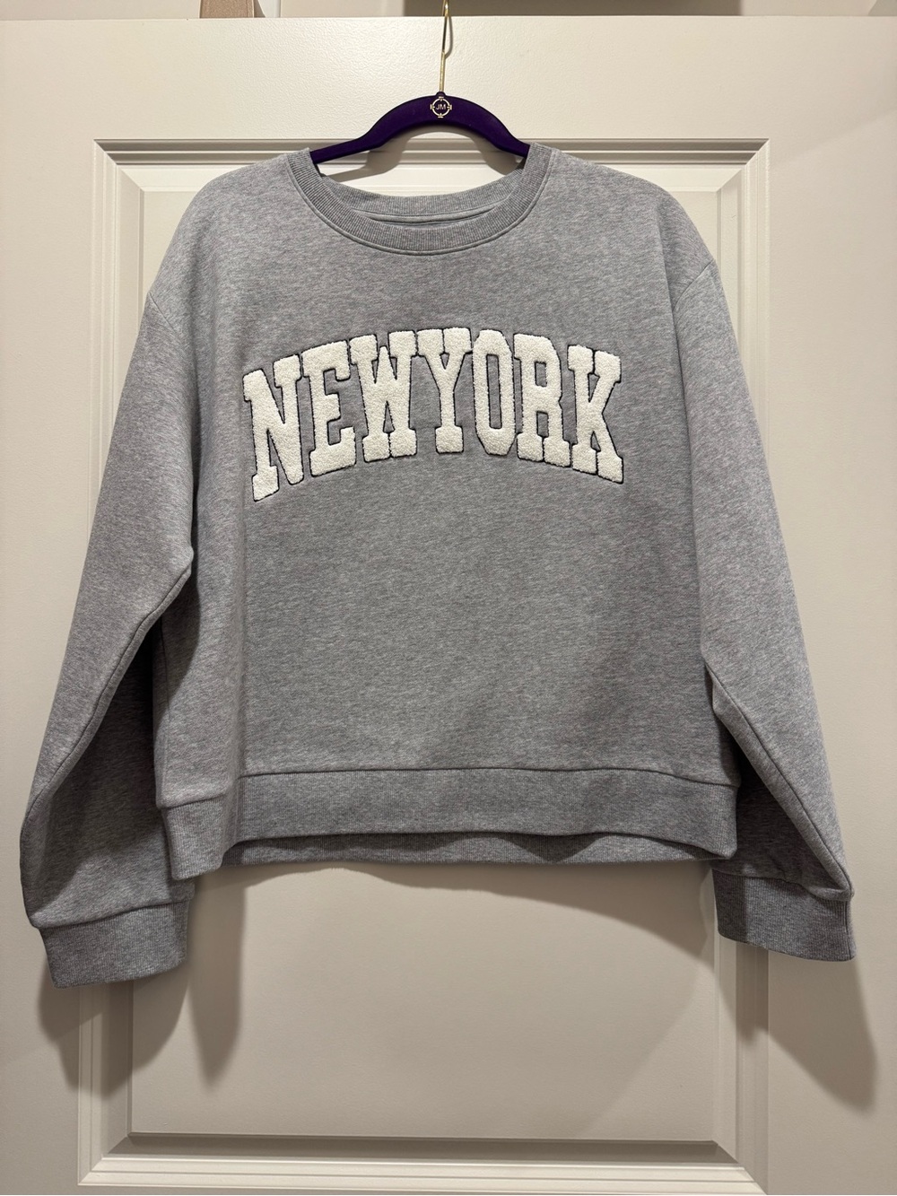 Rebecca Minkoff Gray Sweatshirt with White NEWYORK Chenille Logo
